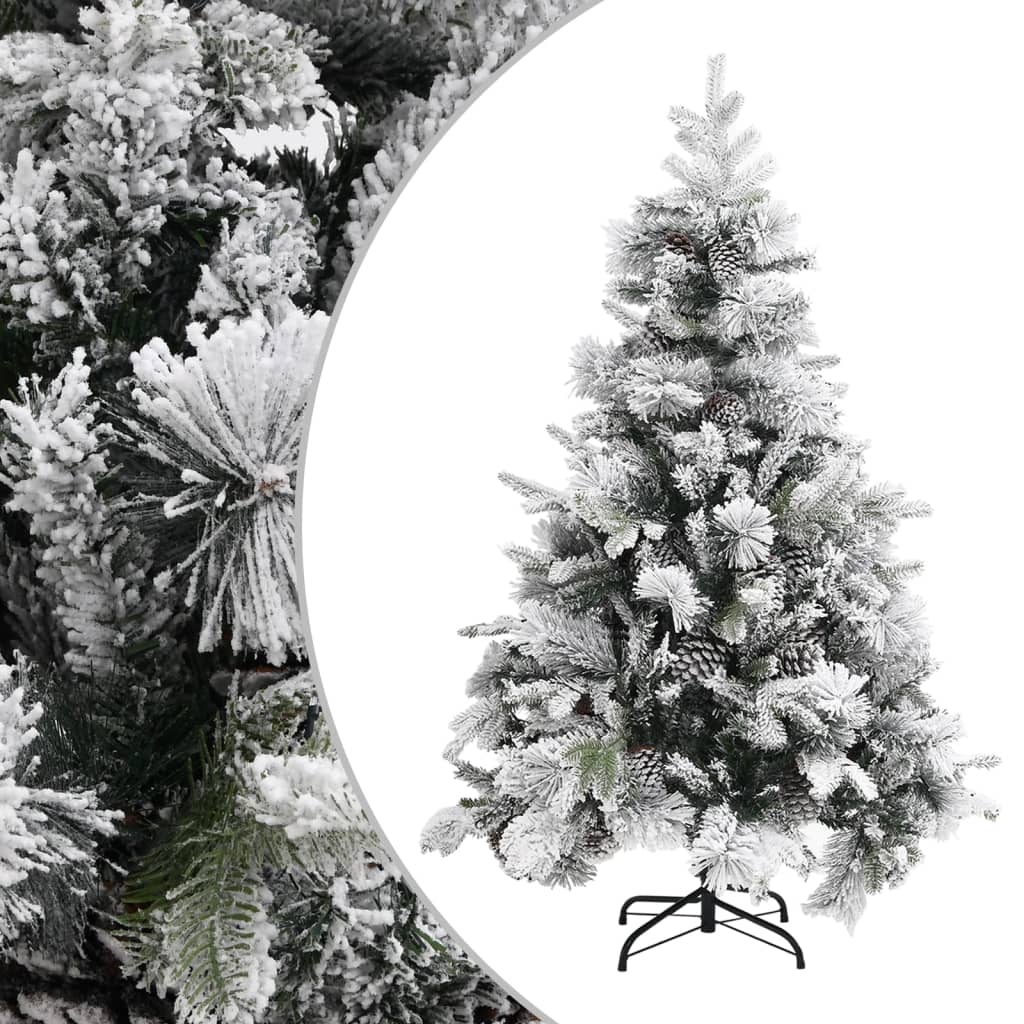 Albero di Natale con Neve Floccata e Pigne 150 cm in PVC e PE cod mxl 15511