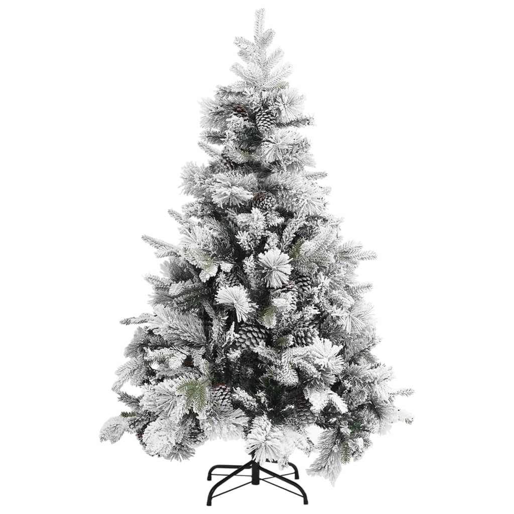 Albero di Natale con Neve Floccata e Pigne 150 cm in PVC e PE cod mxl 15511