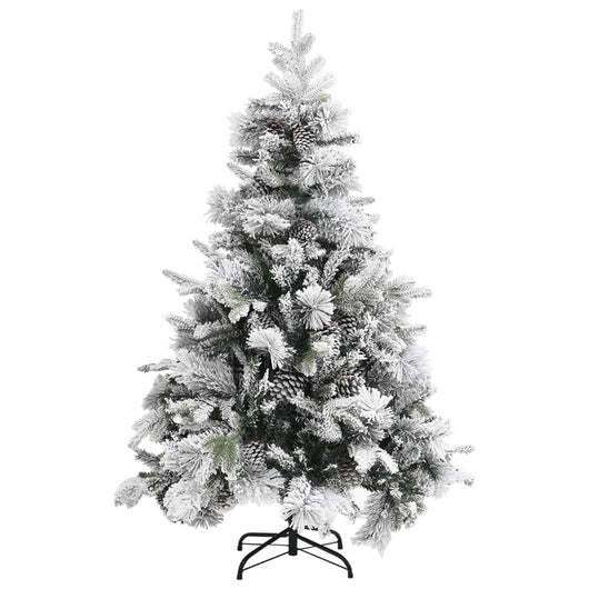 Albero di Natale con Neve Floccata e Pigne 150 cm in PVC e PE cod mxl 15511