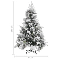 Albero di Natale con Neve Floccata e Pigne 150 cm in PVC e PE cod mxl 15511