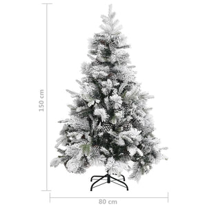 Albero di Natale con Neve Floccata e Pigne 150 cm in PVC e PE cod mxl 15511
