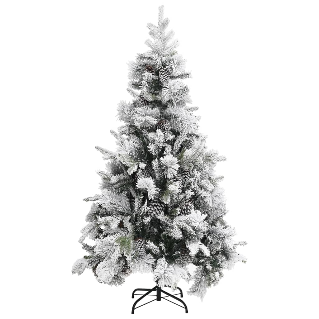 Albero di Natale con Neve Floccata e Pigne 195 cm PVC e PE 340531