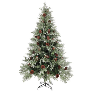 Albero di Natale con Pigne Verde e Bianco 120 cm in PVC e PE