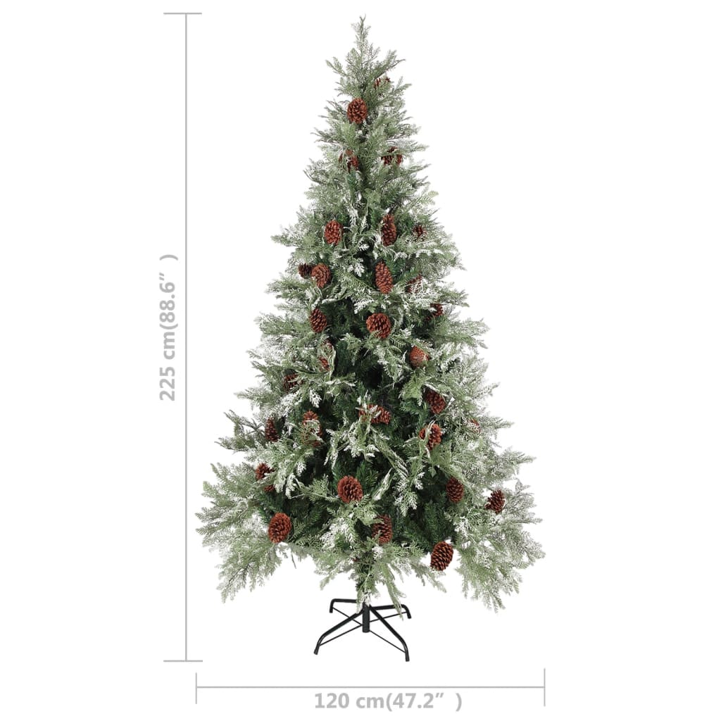 Albero di Natale con Pigne Verde e Bianco 225 cm in PVC e PE 340536