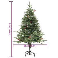 Albero di Natale Preilluminato con Pigne Verde 150 cm PVC e PE 3094556