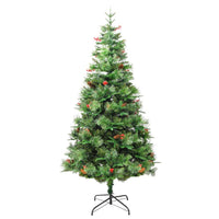 Albero di Natale Preilluminato con Pigne Verde 195 cm PVC e PE 3094557