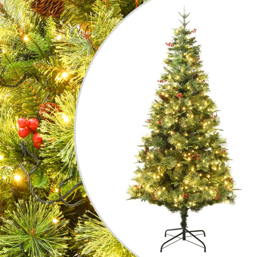 Albero di Natale con LED e Pigne Verde 225 cm in PVC e PE cod mxl 17934