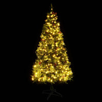 Albero di Natale Preilluminato con Pigne Verde 225 cm PVC e PE 3094558