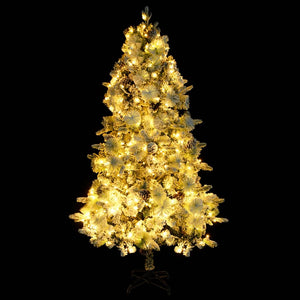 Albero di Natale Innevato Preilluminato Pigne 195cm in PVC e PE 3094561