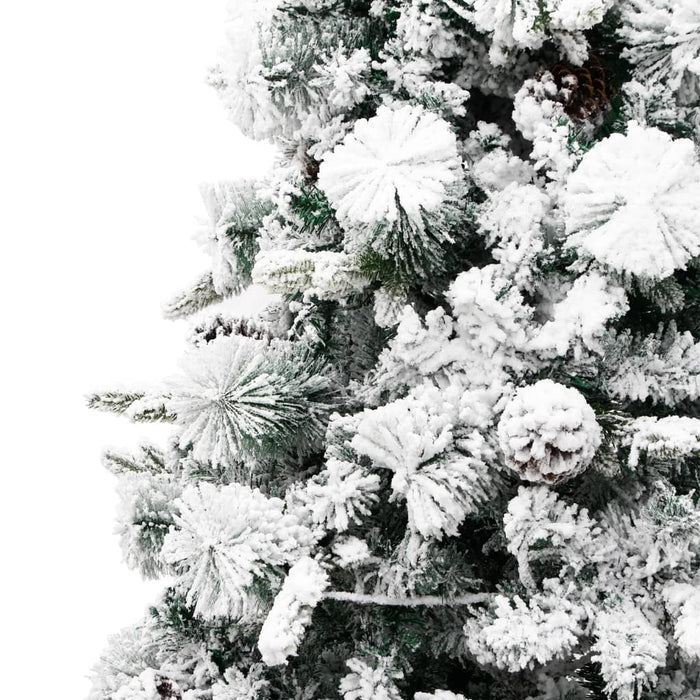 Albero di Natale Innevato Preilluminato Pigne 195cm in PVC e PE 3094561