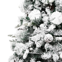 Albero di Natale con Neve Floccata LED e Pigne 225 cm PVC e PE