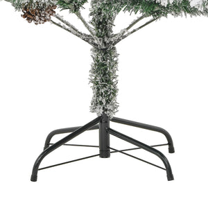 Albero di Natale Innevato Preilluminato Pigne 225cm in PVC e PE 3094562