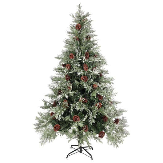 Albero di Natale con Luci e Pigne Verde e Bianco 120cm PVC e PEcod mxl 121415
