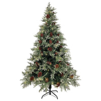 Albero di Natale con Luci e Pigne Verde e Bianco 120cm PVC e PEcod mxl 121415
