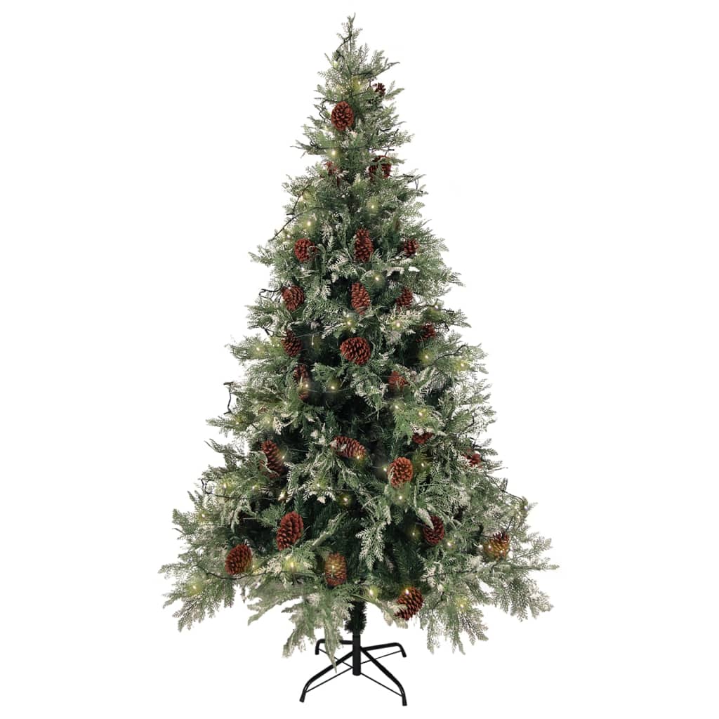 Albero di Natale con LED e Pigne Verde e Bianco 195 cm PVC e PE cod mxl 17965