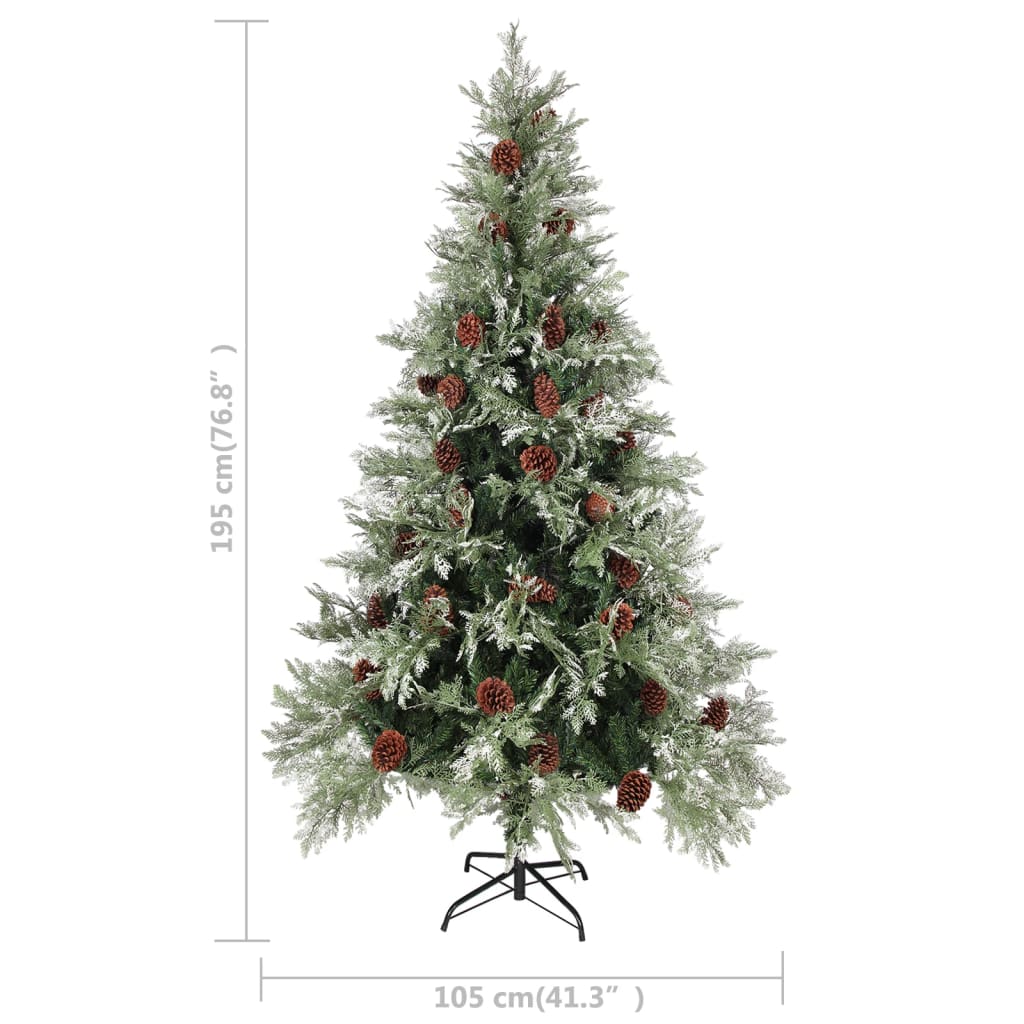 Albero di Natale con LED e Pigne Verde e Bianco 195 cm PVC e PE cod mxl 17965