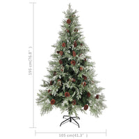 Albero di Natale con Luci e Pigne Verde e Bianco 195cm PVC e PE 3094565