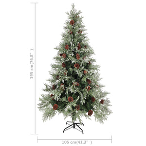 Albero di Natale con Luci e Pigne Verde e Bianco 195cm PVC e PE 3094565