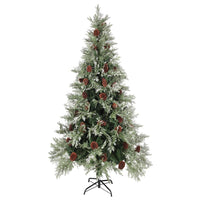 Albero di Natale con LED e Pigne Verde e Bianco 225 cm PVC e PE cod mxl 17955