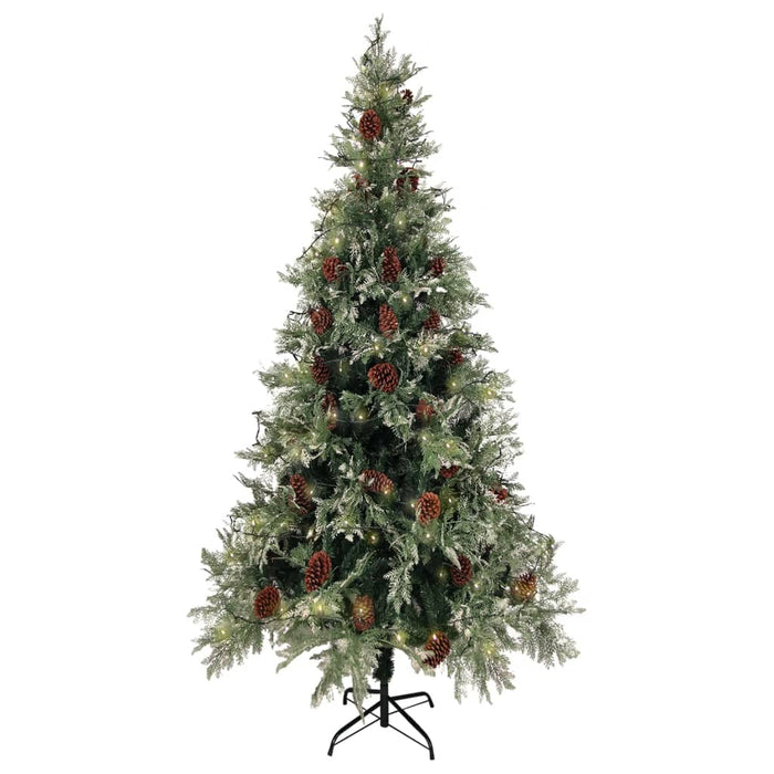 Albero di Natale con LED e Pigne Verde e Bianco 225 cm PVC e PE cod mxl 17955