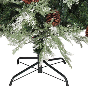 Albero di Natale con LED e Pigne Verde e Bianco 225 cm PVC e PE cod mxl 17955