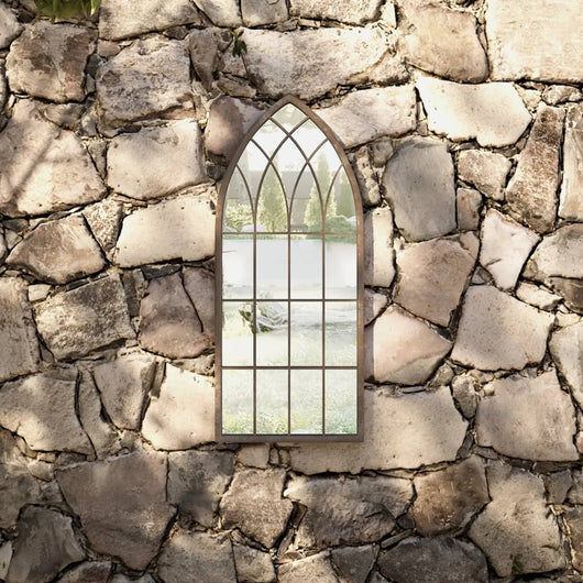 Specchio da Giardino-Specchio Decorativo-Specchio Esterno Sabbia 70x30 cm in Ferro per Uso Esterno 521023