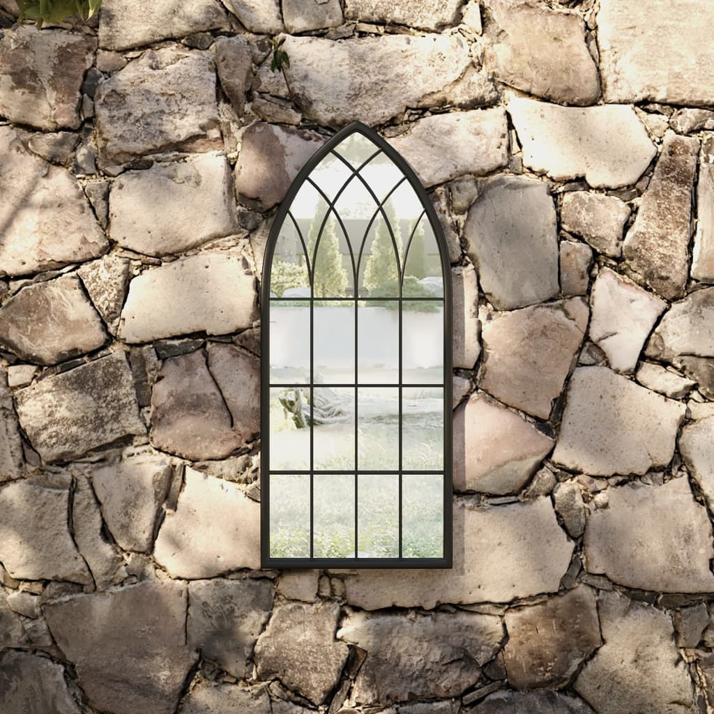 Specchio da Giardino Nero 70x30 cm in Ferro per Uso Esterno cod mxl 39959