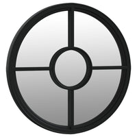 Specchio da Giardino-Specchio Decorativo-Specchio Esterno Nero 40x4 cm in Ferro Rotondo da Esterno