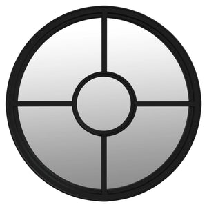 Specchio da Giardino Nero 60x4 cm in Ferro Rotondo da Esterno