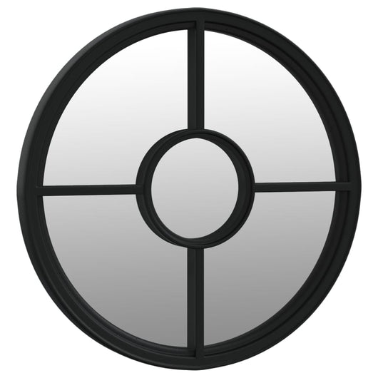 Specchio da Giardino-Specchio retrovisore Nero 60x4 cm in Ferro Rotondo da Esterno