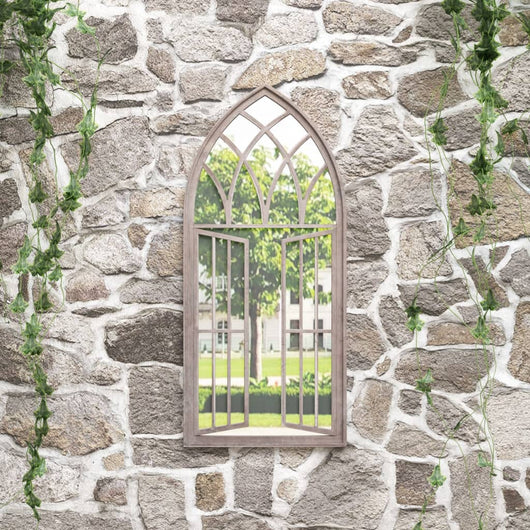 Specchio da Giardino-Specchio Decorativo-Specchio Esterno Sabbia 100x45 cm in Ferro per Uso Esterno 304293