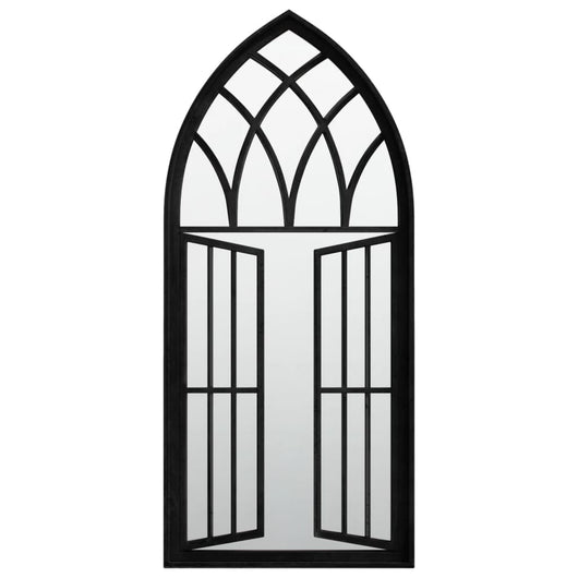Specchio da Giardino Nero 100x45 cm in Ferro per Uso Esterno