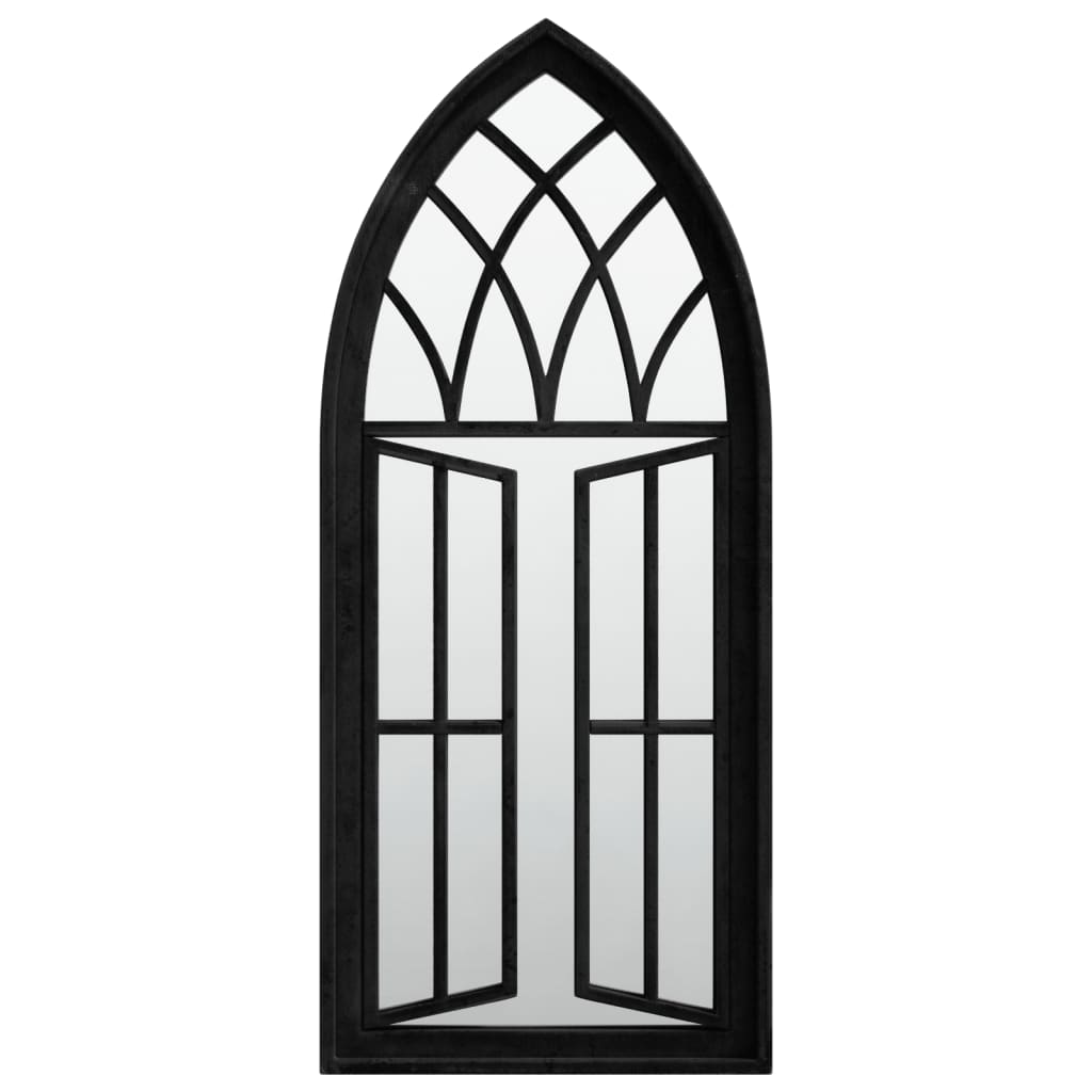Specchio da Giardino-Specchio Decorativo-Specchio Esterno Nero 70x30 cm in Ferro per Uso Esterno 288469