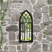 Specchio da Giardino-Specchio Decorativo-Specchio Esterno Nero 70x30 cm in Ferro per Uso Esterno 288469