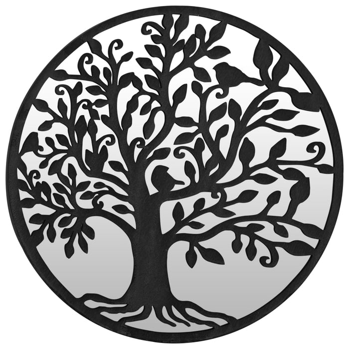 Specchio da Giardino-Specchio Decorativo-Specchio Esterno Nero 40x2,5 cm in Ferro Rotondo da Esterno