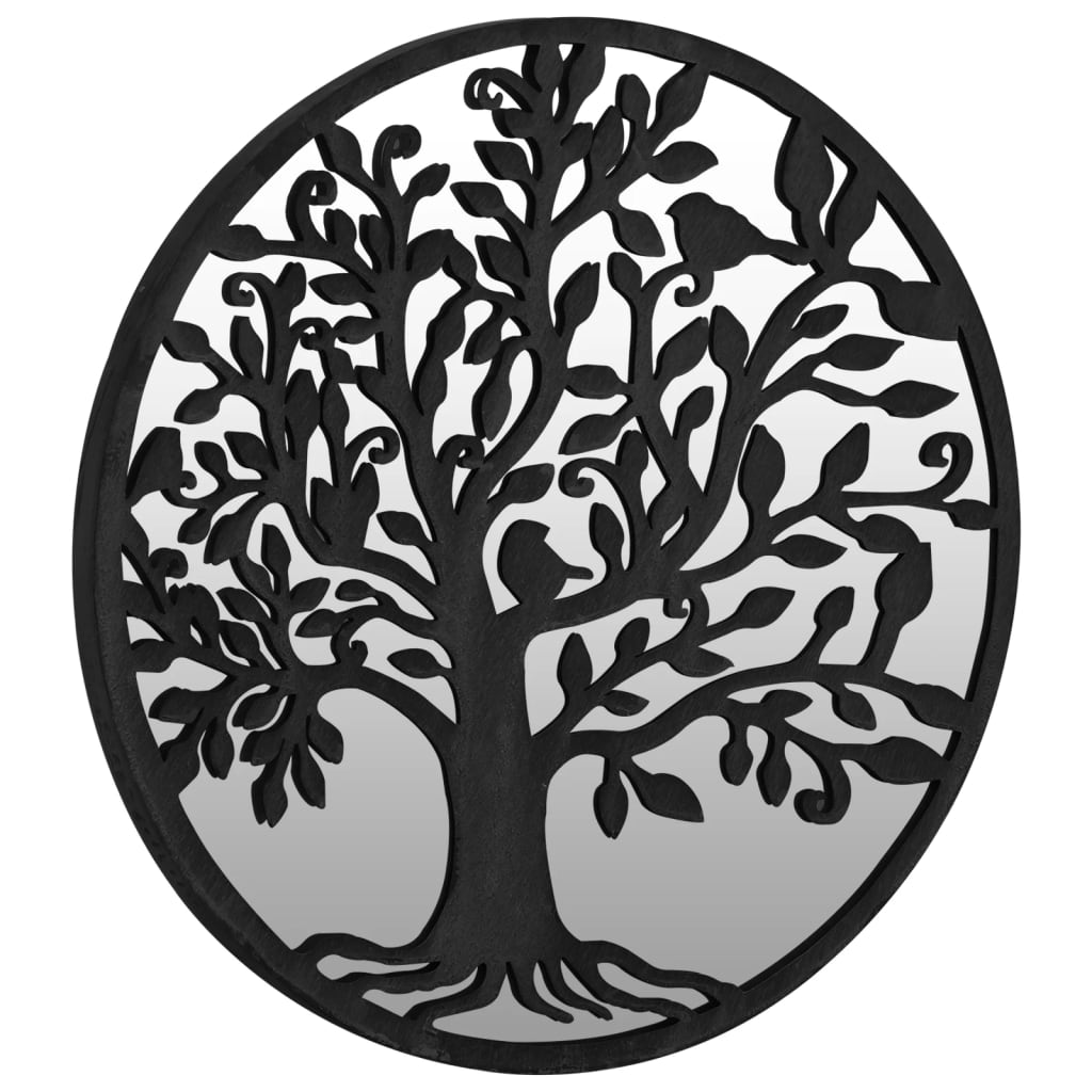 Specchio da Giardino-Specchio Decorativo-Specchio Esterno Nero 40x2,5 cm in Ferro Rotondo da Esterno