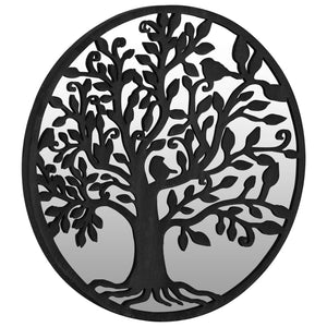 Specchio da Giardino-Specchio Decorativo-Specchio Esterno Nero 40x2,5 cm in Ferro Rotondo da Esterno