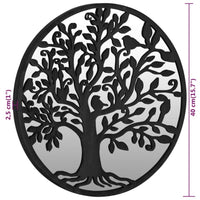 Specchio da Giardino-Specchio Decorativo-Specchio Esterno Nero 40x2,5 cm in Ferro Rotondo da Esterno