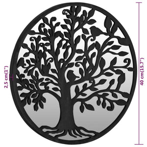 Specchio da Giardino-Specchio Decorativo-Specchio Esterno Nero 40x2,5 cm in Ferro Rotondo da Esterno