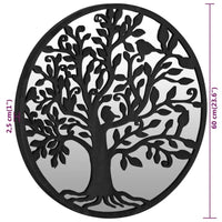 Specchio da Giardino-Specchio Decorativo-Specchio Esterno Nero 60x2,5 cm in Ferro Rotondo da Esterno