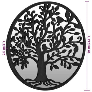 Specchio da Giardino-Specchio Decorativo-Specchio Esterno Nero 60x2,5 cm in Ferro Rotondo da Esterno