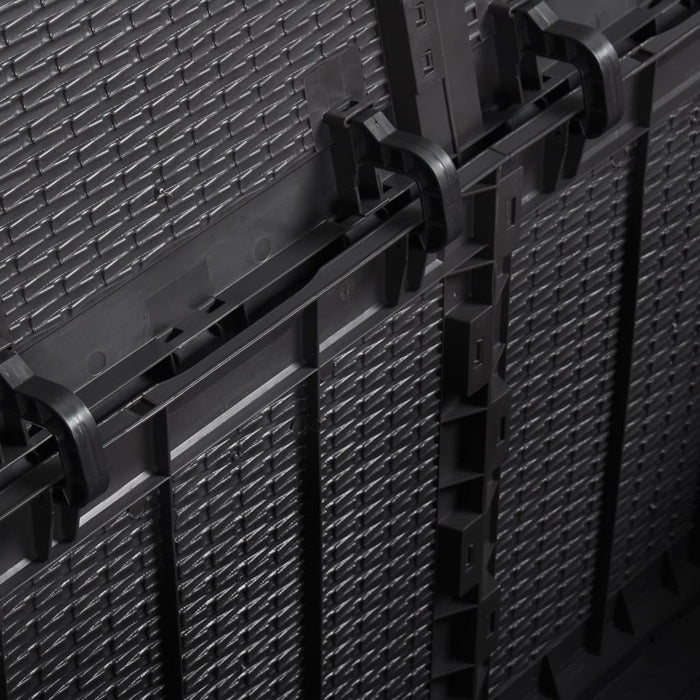 Baule portaoggetti per mobili da giardino 180 litri in PP rattan nero 02_0013017