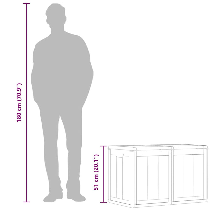 Baule da Giardino 180 L Grigio Aspetto legno in PP 151234