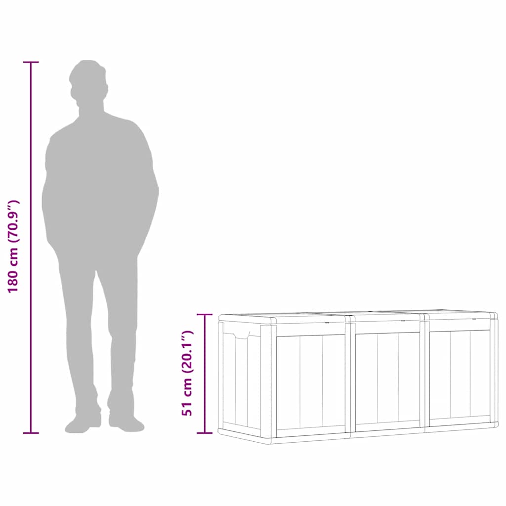 Baule da Giardino 270 L Grigio Aspetto legno in PP 151235