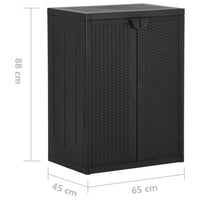 Armadio da Giardino Nero 65x45x88 cm in Rattan PP 151236