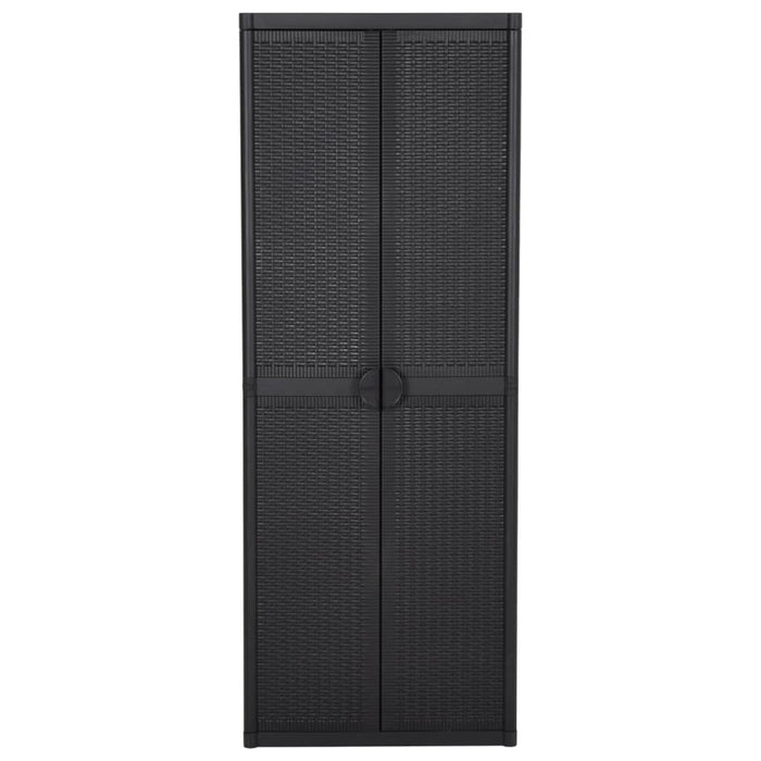 Armadio da Giardino Nero 65x45x172 cm in Rattan PP 151237