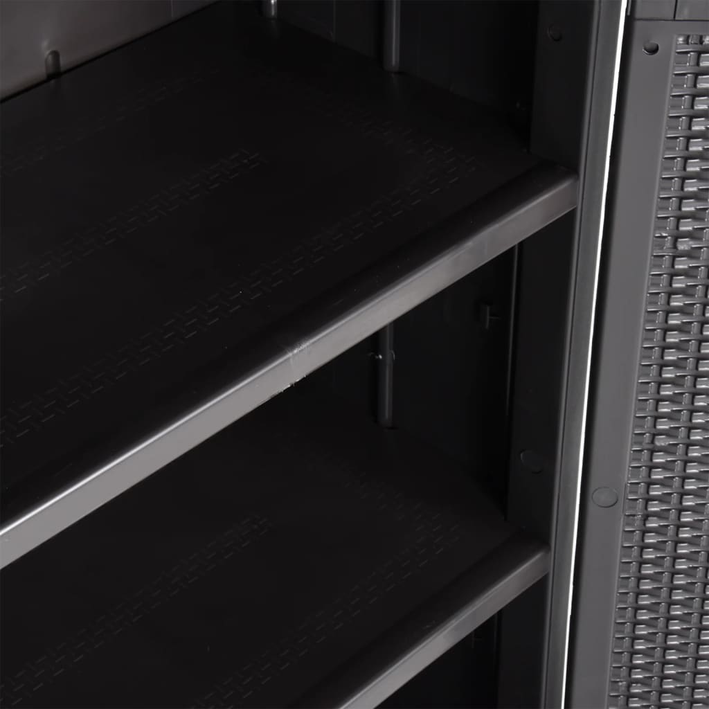 Armadio da Giardino Nero 65x45x172 cm in Rattan PP 151237