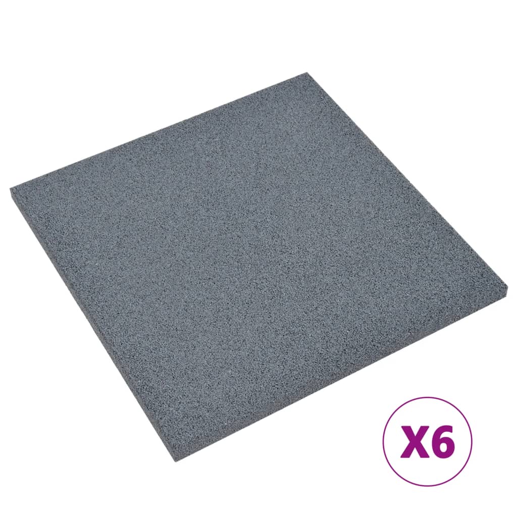 Piastrelle Anticaduta 6 pz in Gomma 50x50x3 cm Grigio 93439