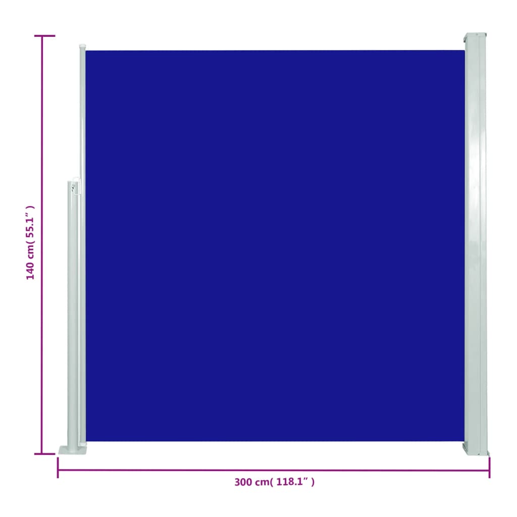 Tenda Laterale Retrattile per Patio 140x300 cm Blu 317876