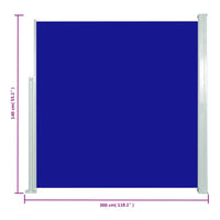 Tenda Laterale Retrattile per Patio 140x300 cm Blu 317876